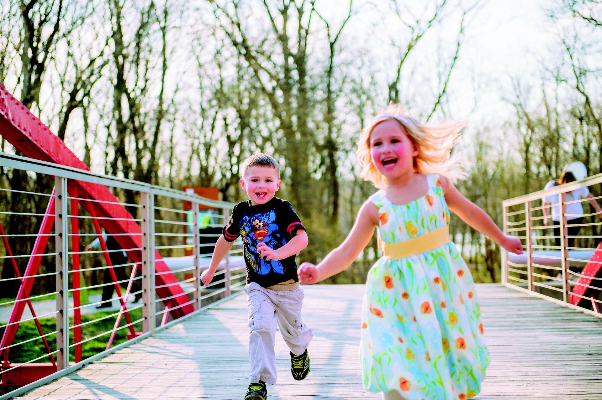 boy and girl running