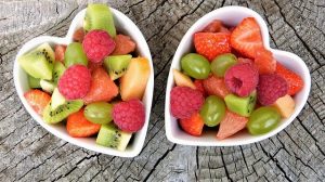 fruit in heart shaped bowls