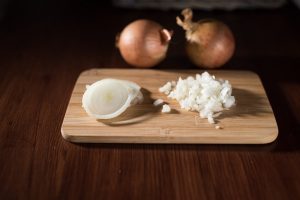 onions on cutting board